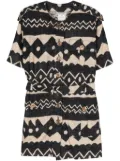 Saint Laurent Pre-Owned 1980s geometric-print belted coat - Blue
