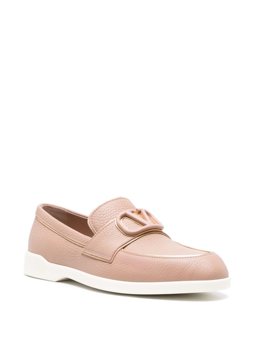 Shop Valentino Leisure Flows Leather Loafers In Pink