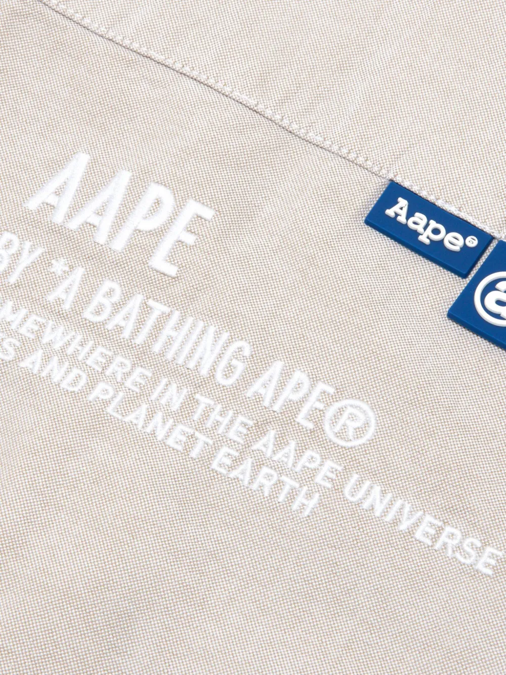 Shop Aape By A Bathing Ape Camouflage-panel Cotton Shirt In Neutrals