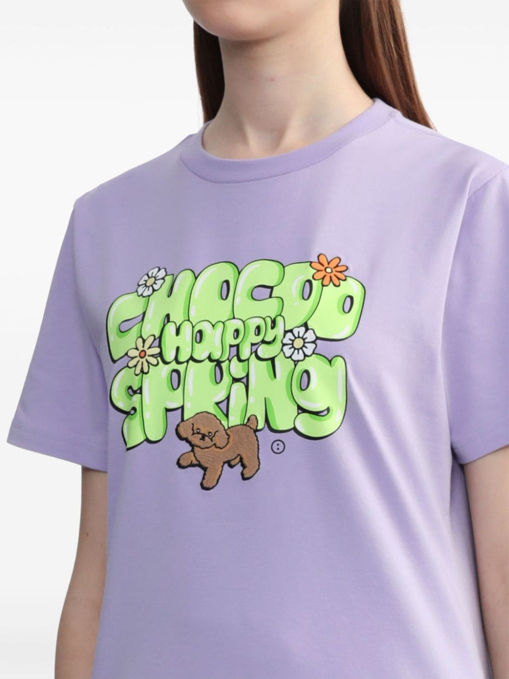 Shop Chocoolate Slogan-print Stretch-cotton T-shirt In Purple