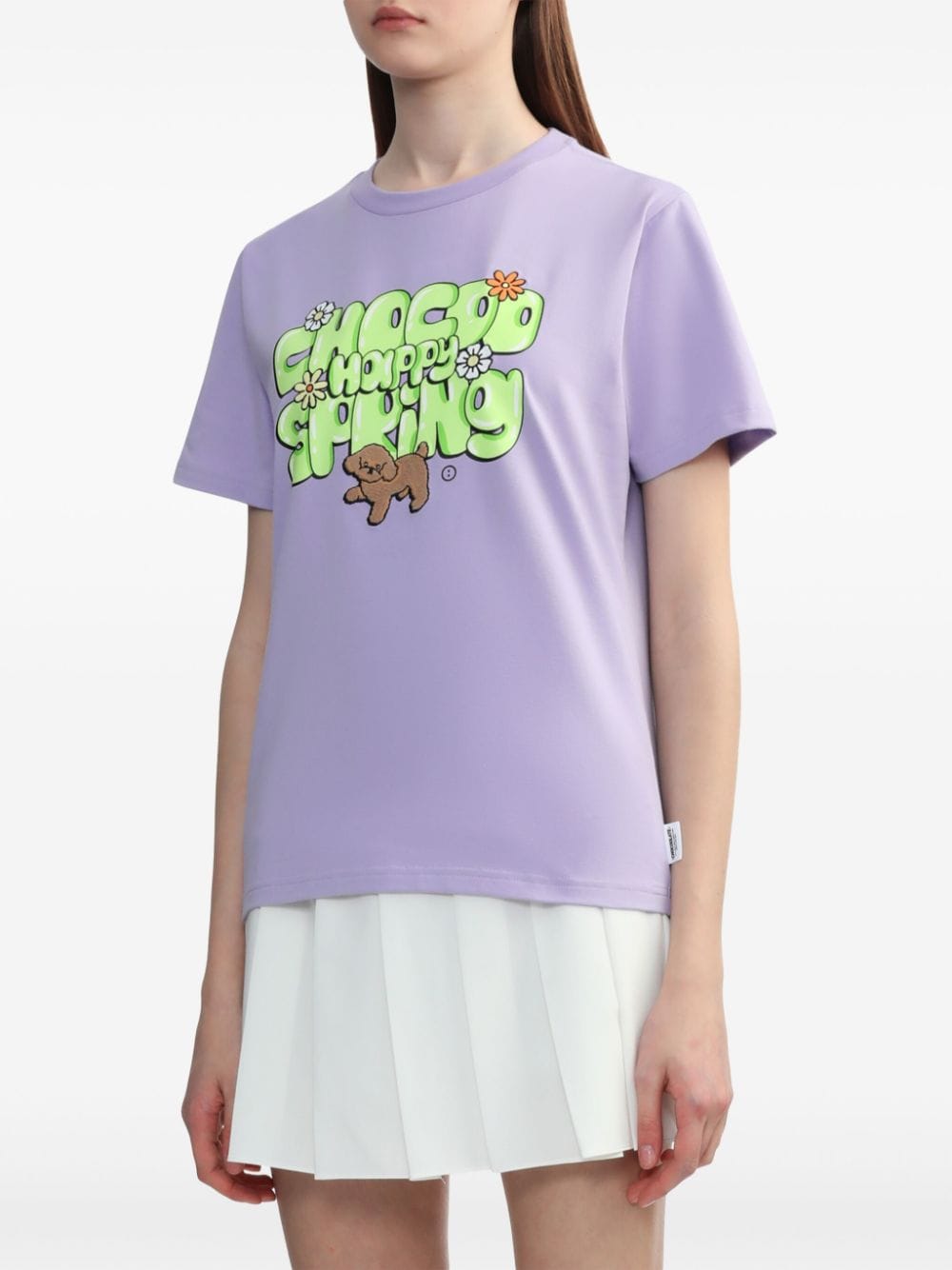 Shop Chocoolate Slogan-print Stretch-cotton T-shirt In Purple