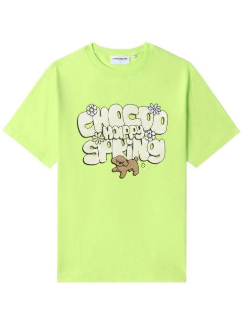 CHOCOOLATE slogan-print stretch-cotton T-shirt