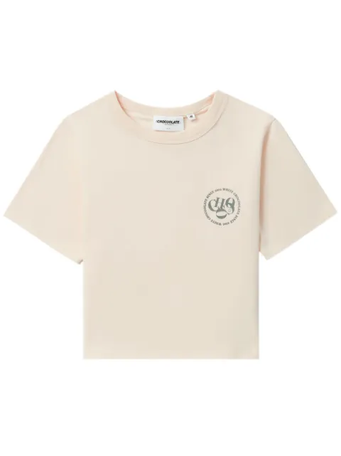 CHOCOOLATE logo-print cropped T-shirt