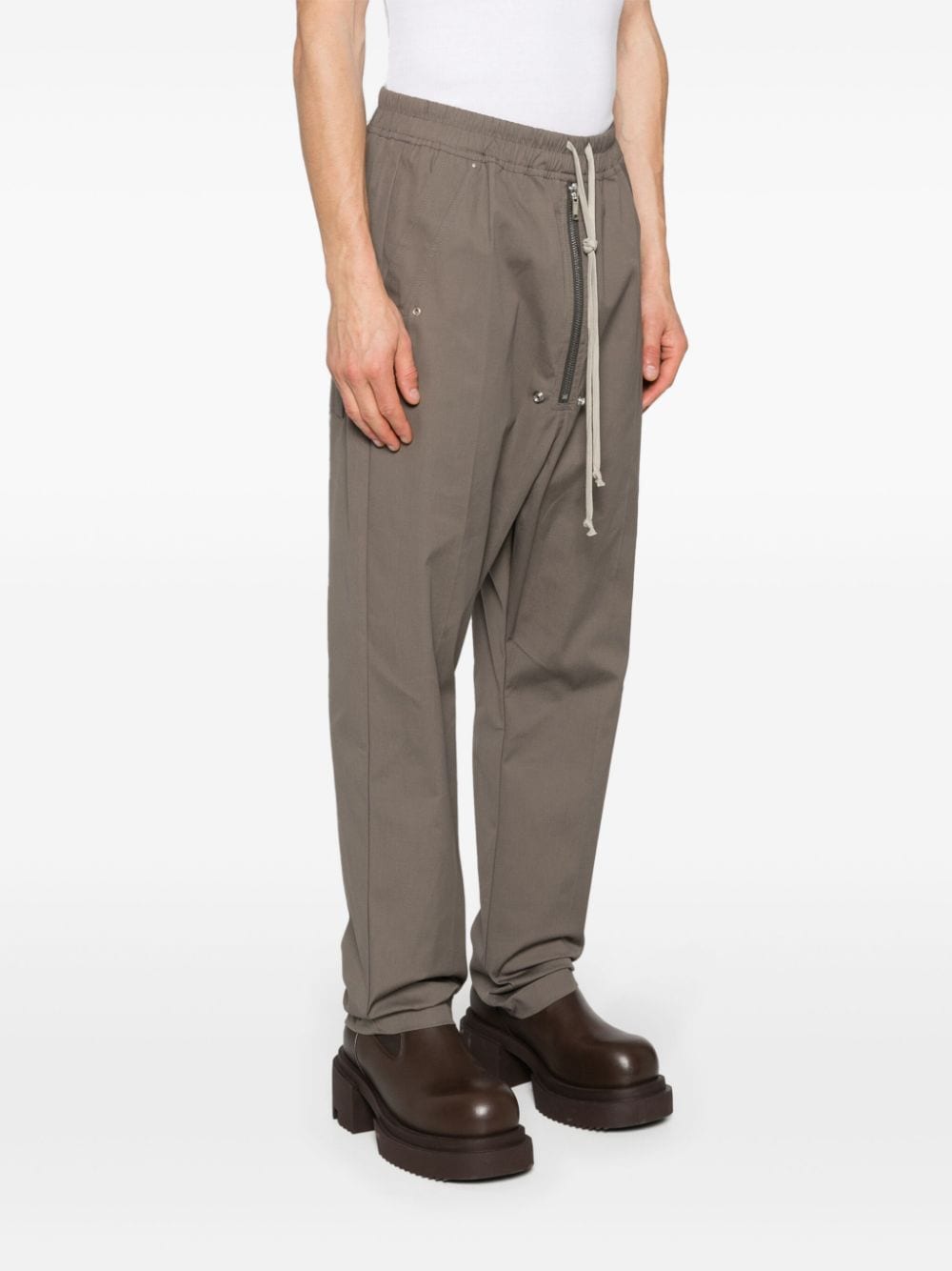 Shop Rick Owens Pressed-crease Tapered Trousers In Grey