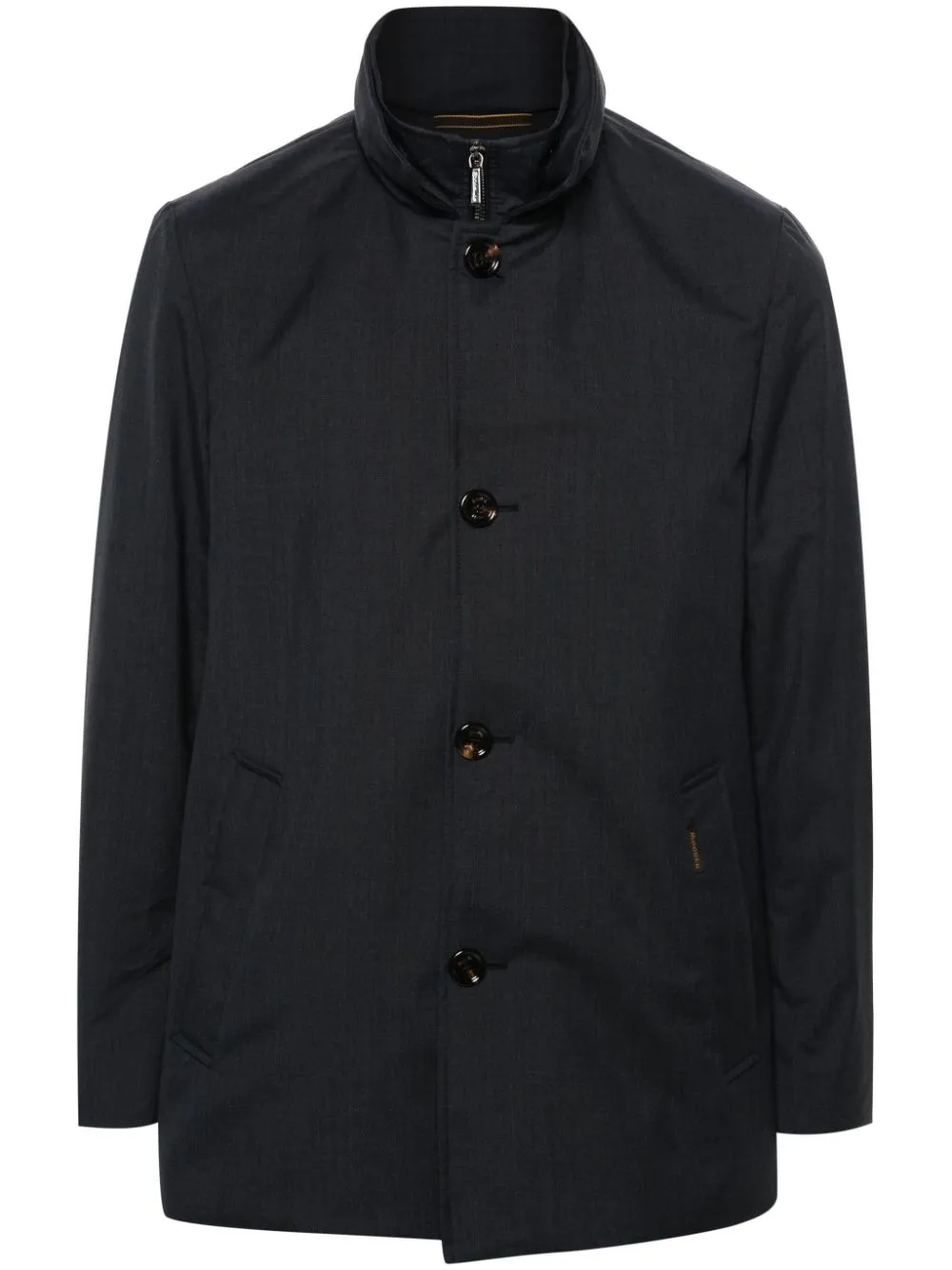 Moorer Pantcoat With Back Slit And Breasted Button In Blue