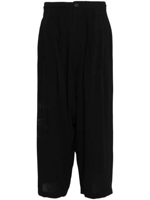 Yohji Yamamoto graphic-print cropped velvet trousers