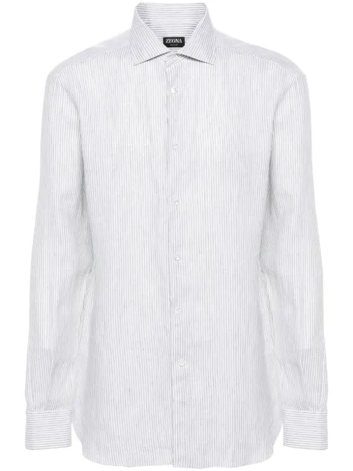 Zegna chemise rayée en lin - Vert - Zegna - Modalova
