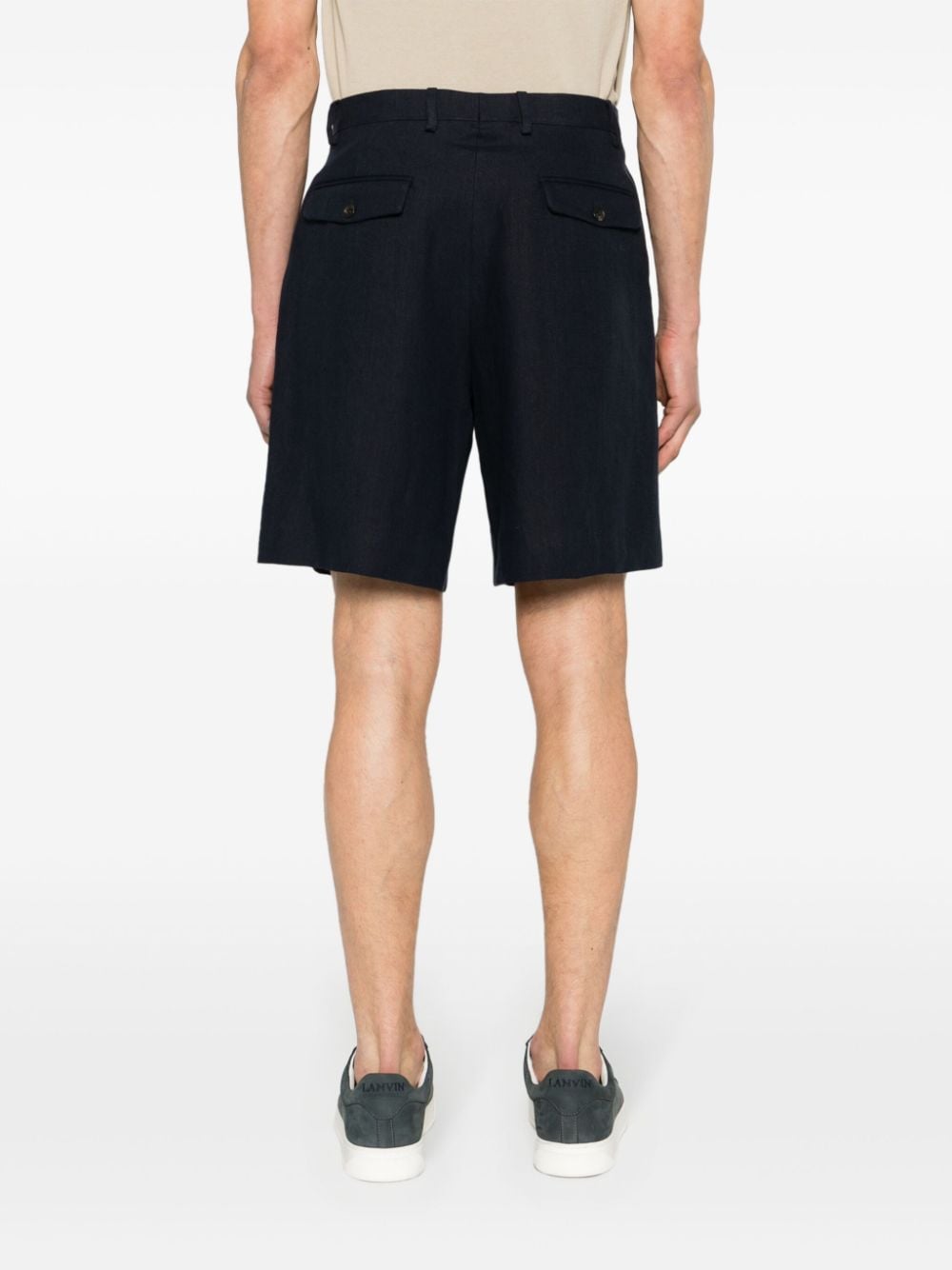 Lardini Mid waist linnen bermuda shorts Blauw