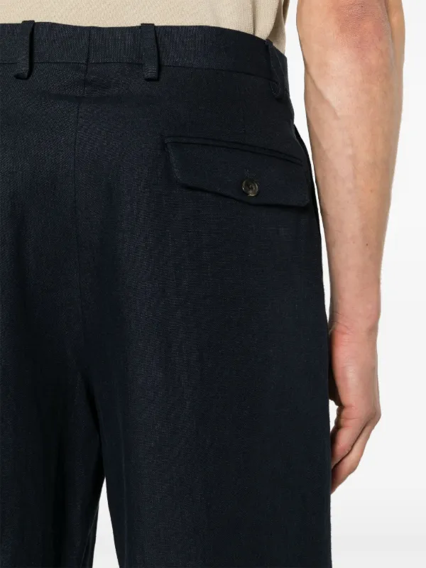 Lardini mid-rise Linen Bermuda Shorts | Blue | FARFETCH