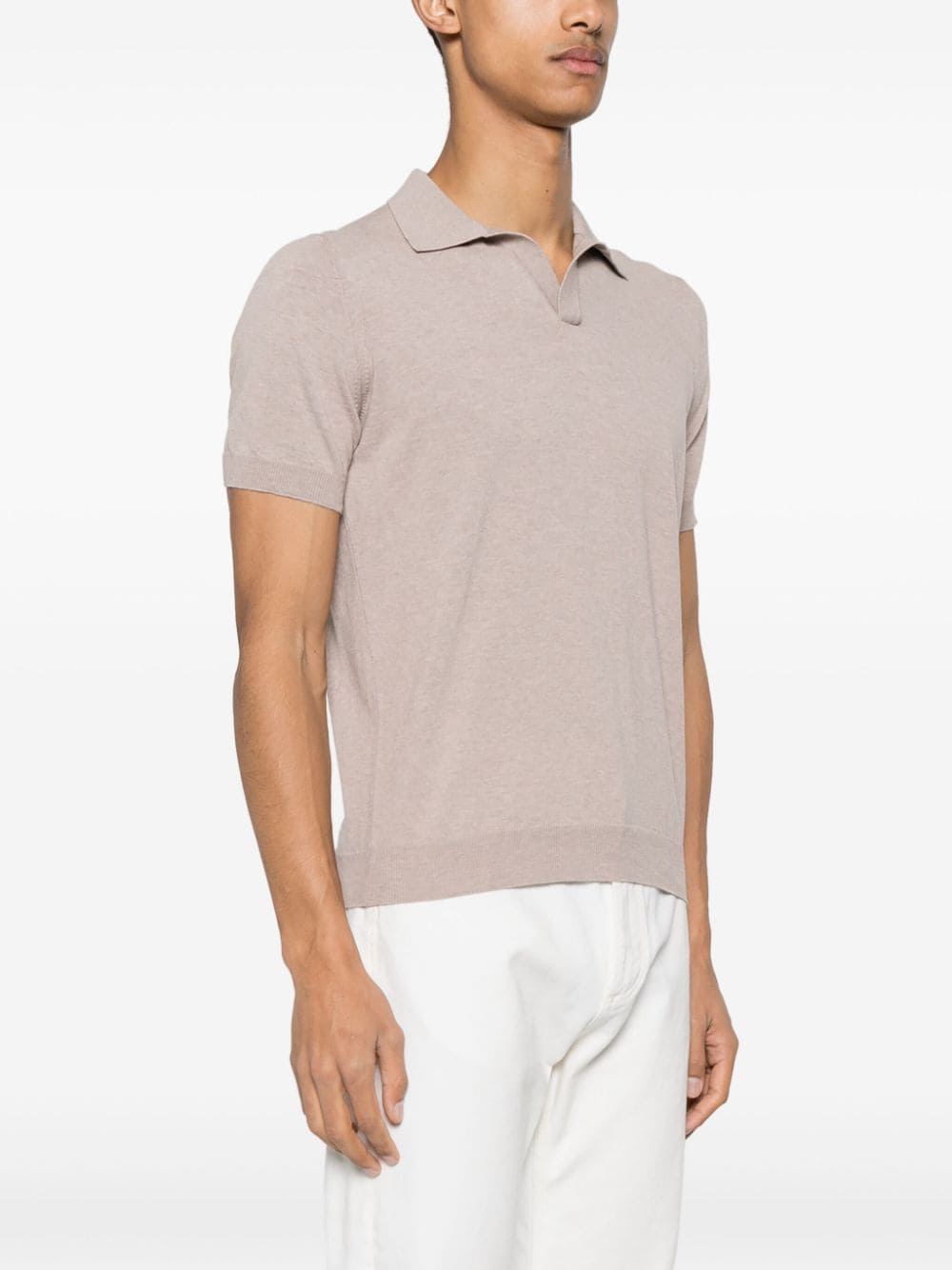 Shop Tagliatore Knitted Polo Shirt In Neutrals