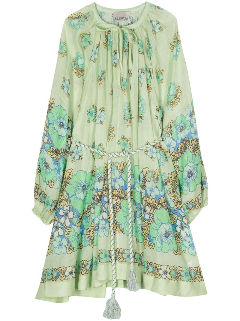 Shop Alemais Velma Floral-print Mini Dress In Green