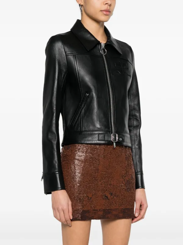 ZIPPED LEATHER JACKET - courrèges