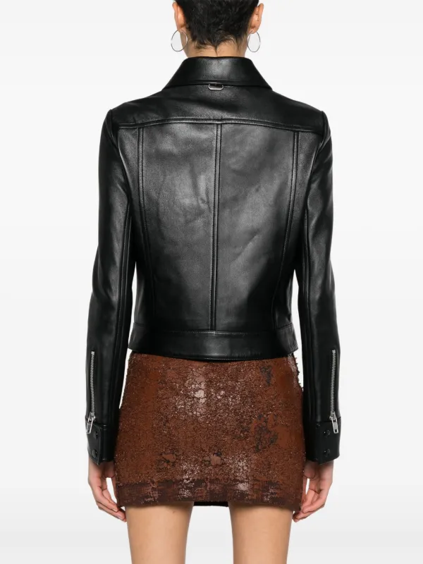 Courrèges Iconic zip-up Leather Jacket | Black | FARFETCH AU