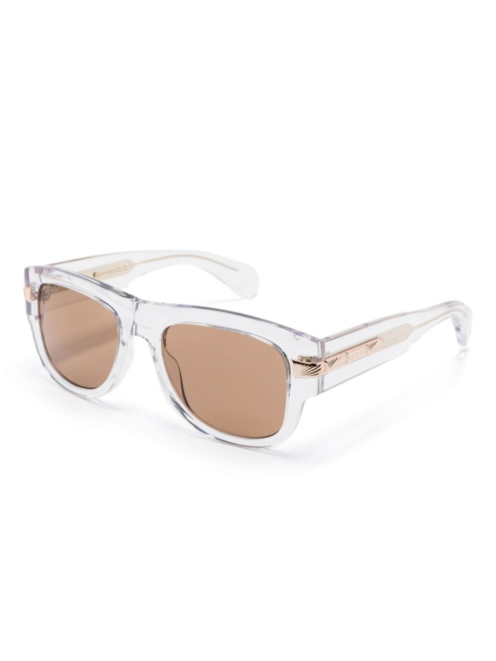 Gucci Eyewear logo-engraved square-frame sunglasses - Beige