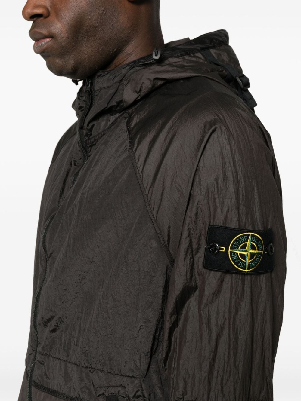 Shop Stone Island Compass-badge Lightweight Jacket In Grey