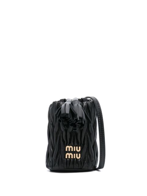 Miu Miu logo-lettering matelasse mini bag Women