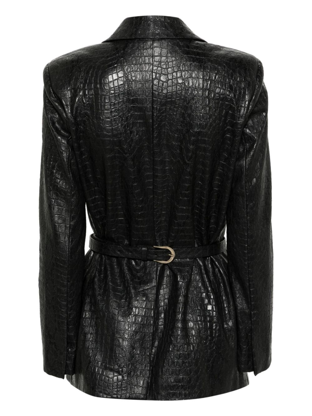 Shop Loulou Crocodile-embossed Leather Jacket In Black