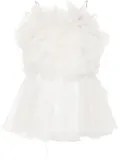 Loulou round-neck ruffled minidress - White