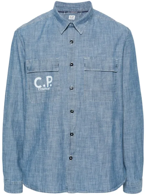 C.P. Company logo-print chambray shirt