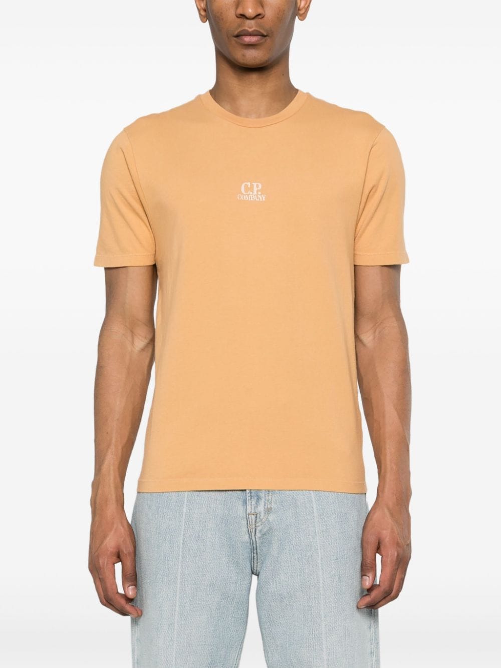 Shop C.p. Company Logo-print Cotton T-shirt In Orange