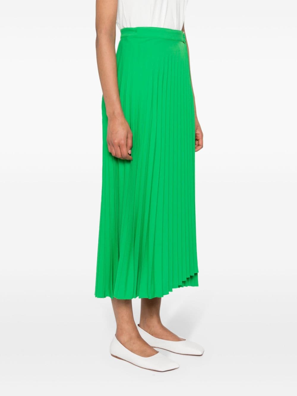 Shop Nissa Pleated Wrap Midi Skirt In Green