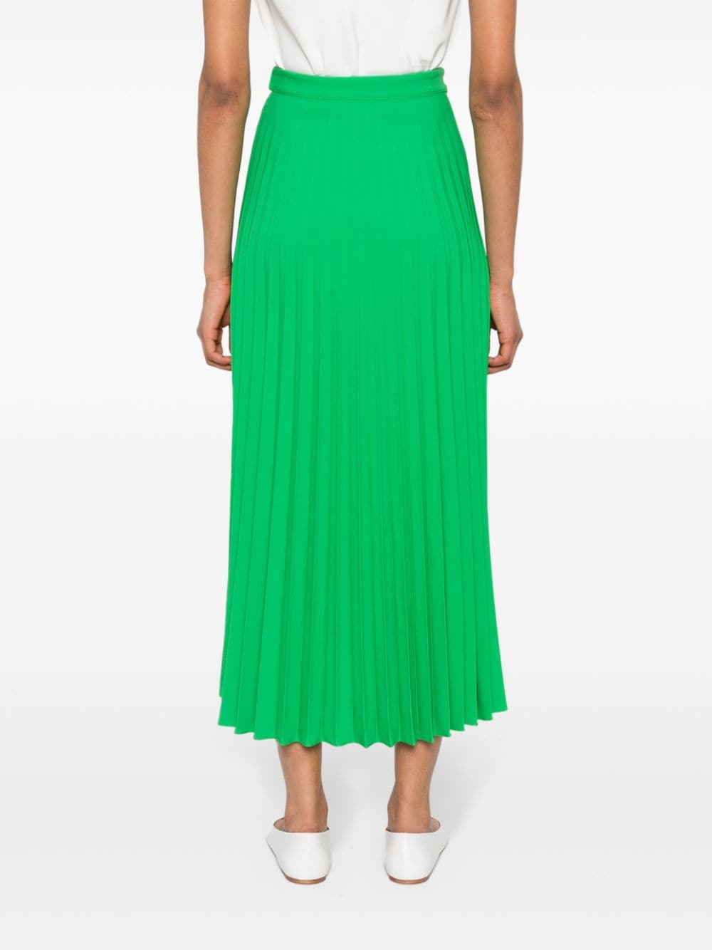 Shop Nissa Pleated Wrap Midi Skirt In Green