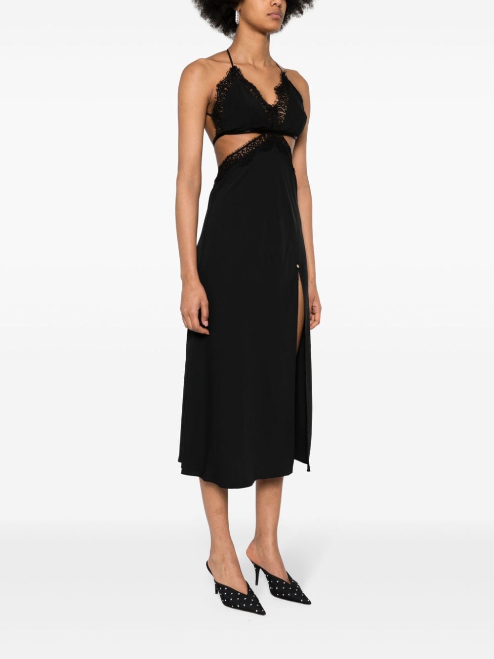 Shop Nissa Cut-out Midi Dress In Black