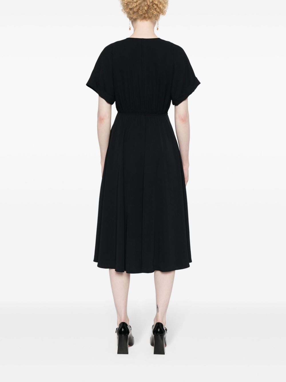 Shop Nissa Lace-detail Midi Dress In Black