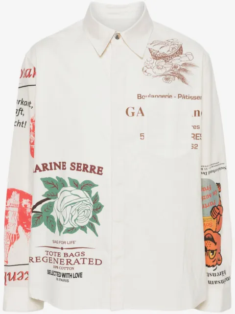 Marine Serre mix-print cotton shirt