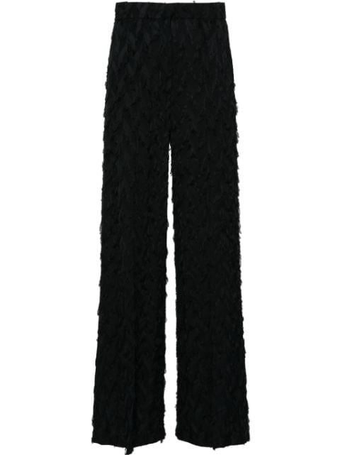 MSGM patterned frayed wide-leg trousers