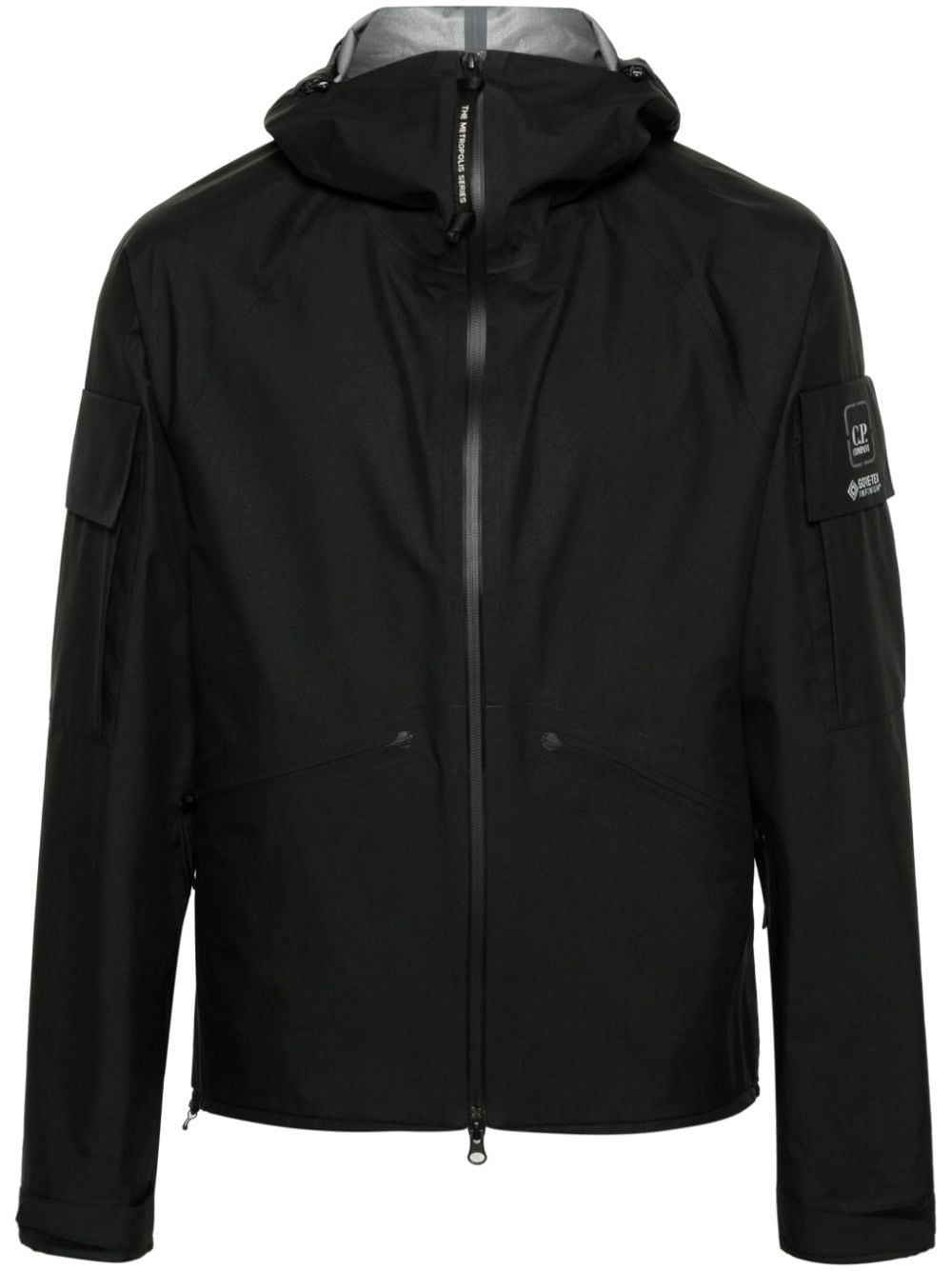 C.p. Company Logo-print Waterproof Jacket In Black