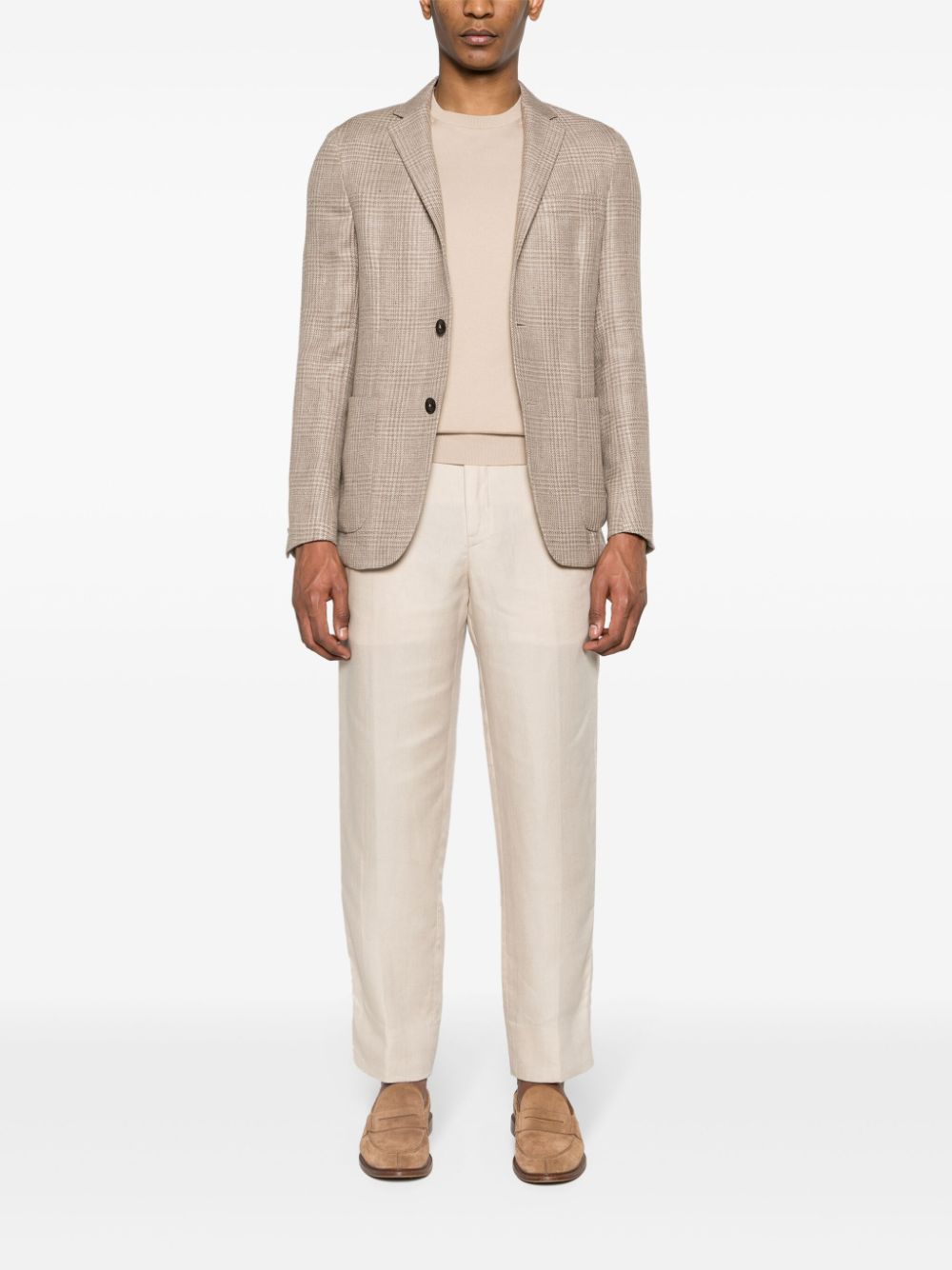 Zegna Blazer met enkele rij knopen Beige