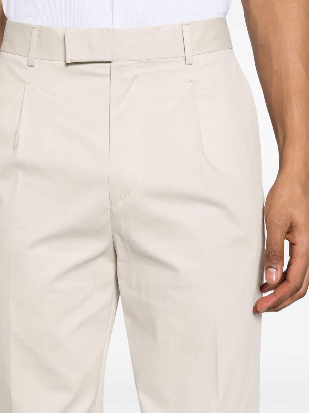 Shop Zegna Mid-rise Poplin Chino Trousers In Neutrals