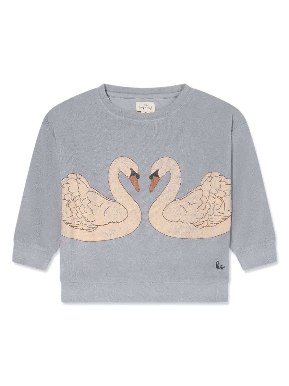 Konges Sløjd Kids' Itty Swan-print Sweatshirt In Grey