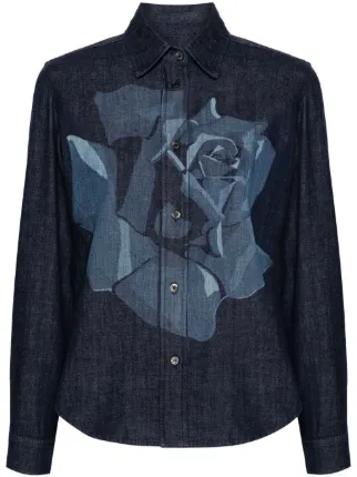 Kenzo ローズプリント デニムシャツ | ブルー | FARFETCH JP