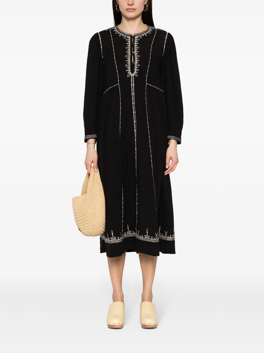 Shop Marant Etoile Pippa Cotton Dress In 黑色