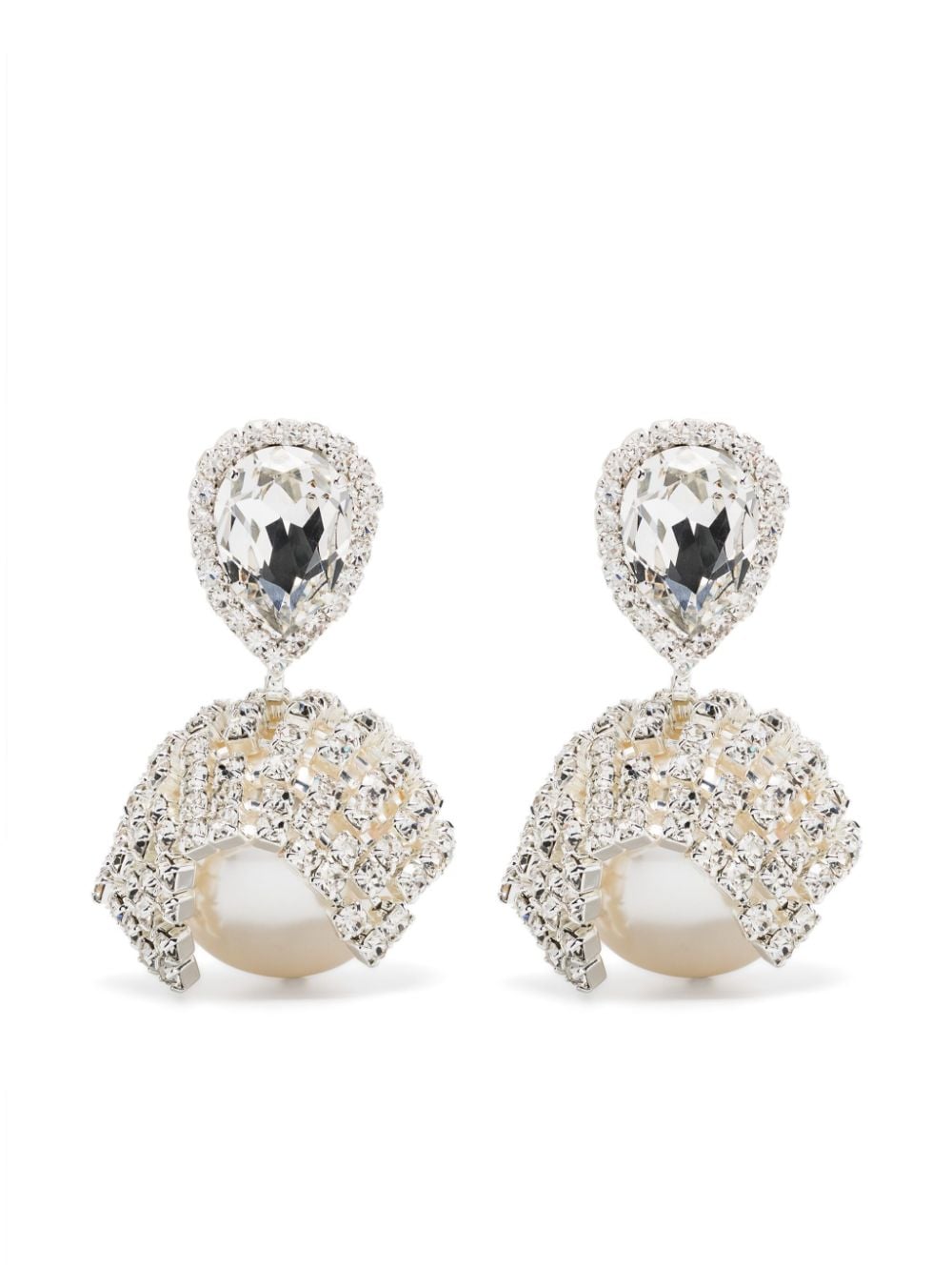 Magda Butrym Crystal-embellished Clip-on Earrings In Silber