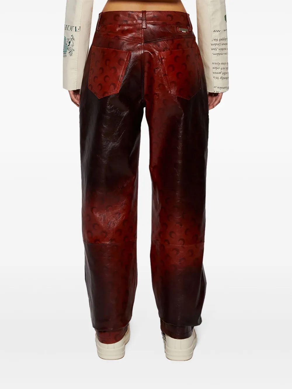Marine Serre Airbrushed Leather Straight-leg Trousers In Red