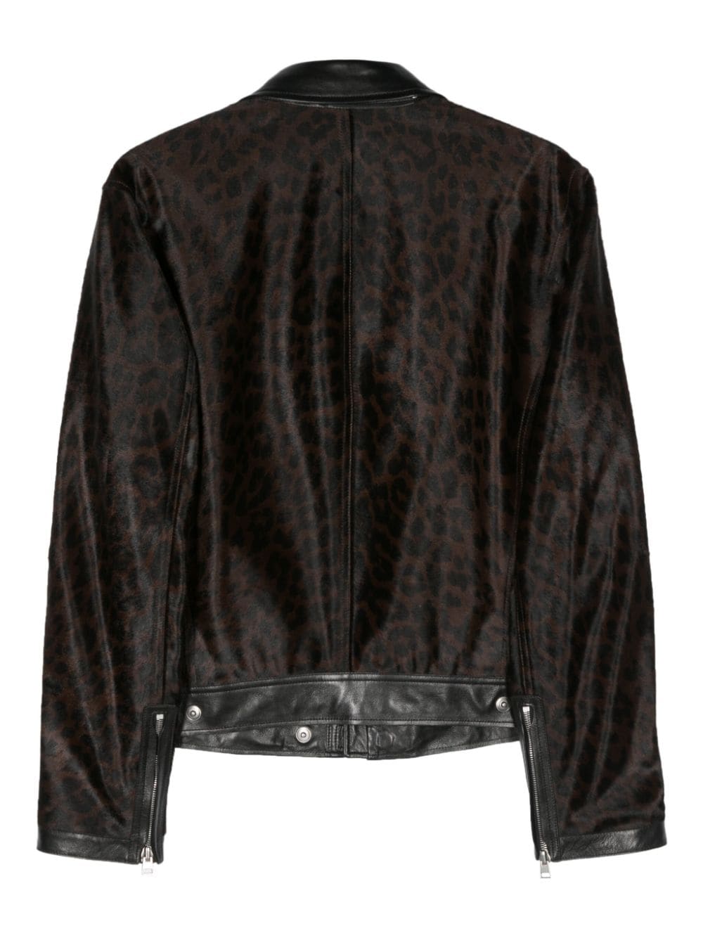 Shop Tom Ford Leopard Print Leather Jacket In 黑色
