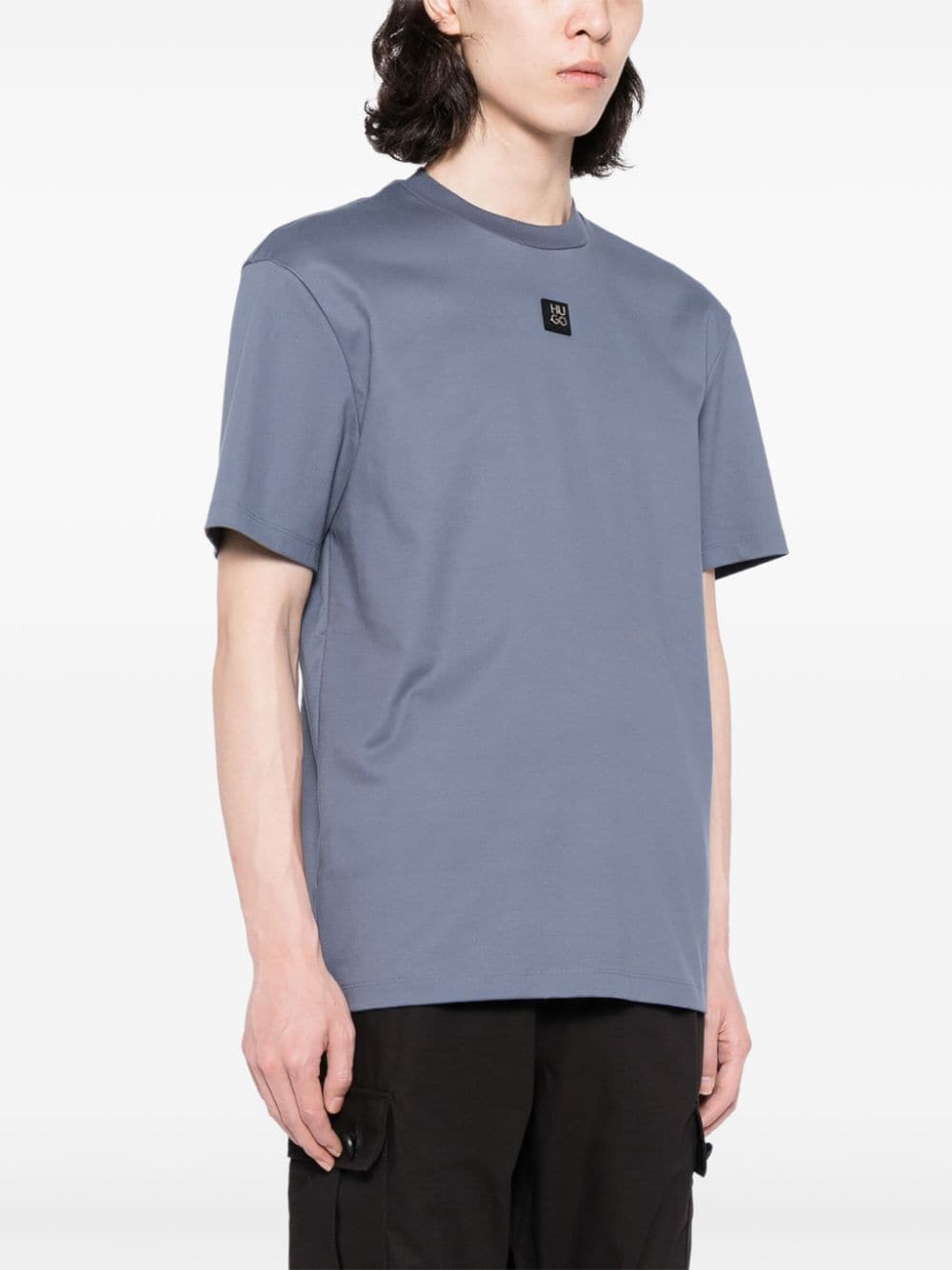Shop Hugo Logo-patch Cotton T-shirt In Blue