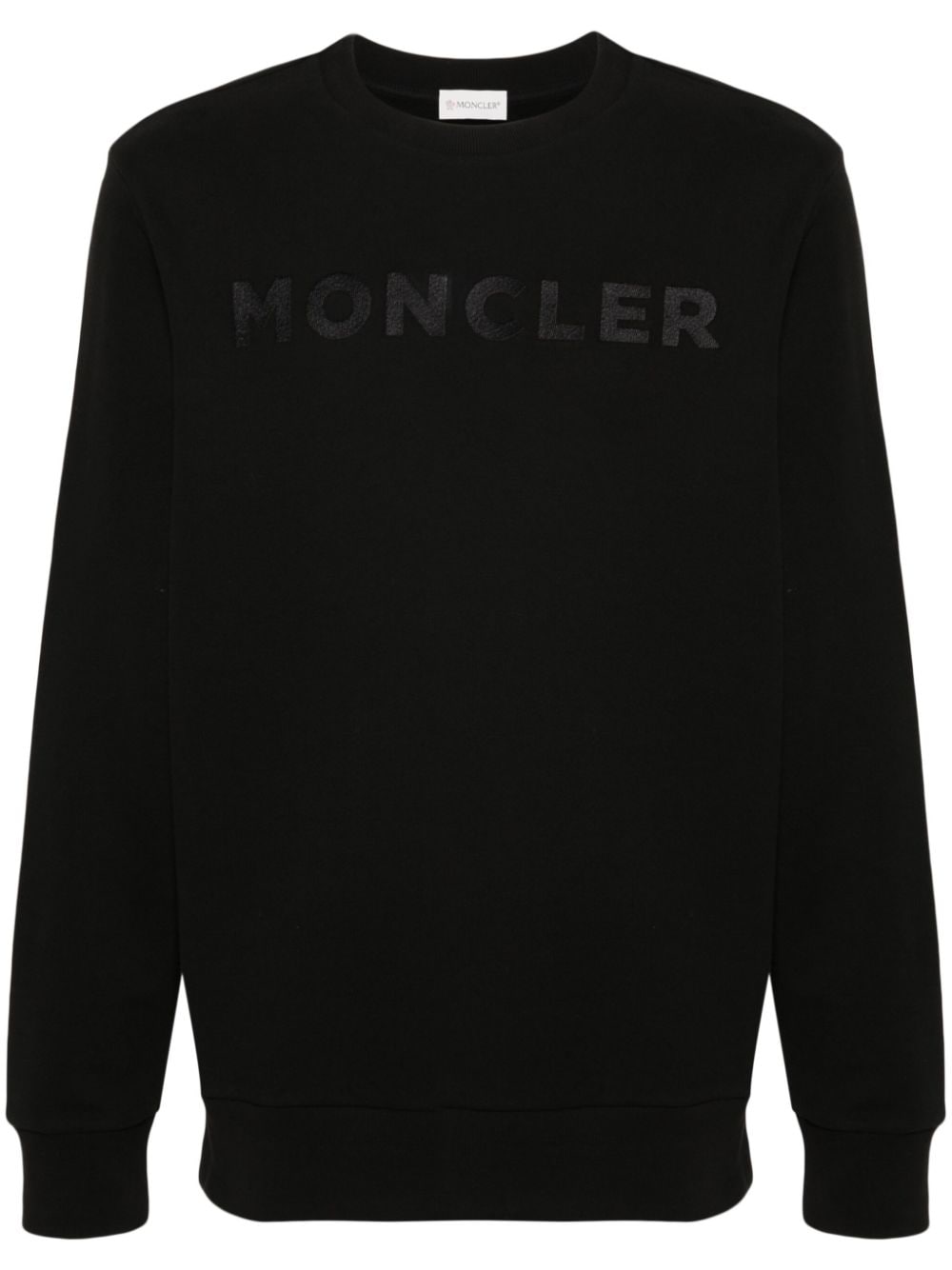 Shop Moncler Logo-embroidered Cotton Sweatshirt In 黑色