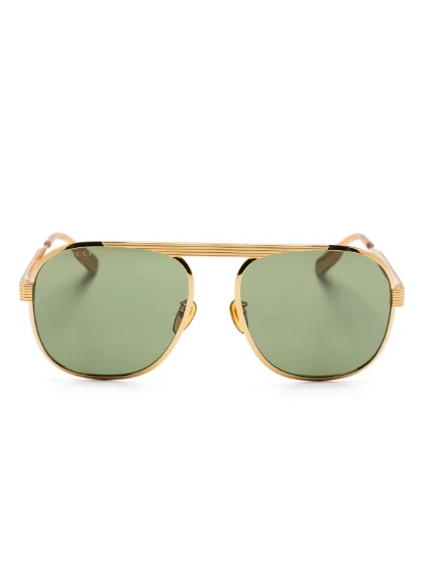 Gucci Eyewear pilot frame Sunglasses Gold FARFETCH UK