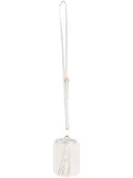 Miu Miu logo-lettering matelassé mini bag - White