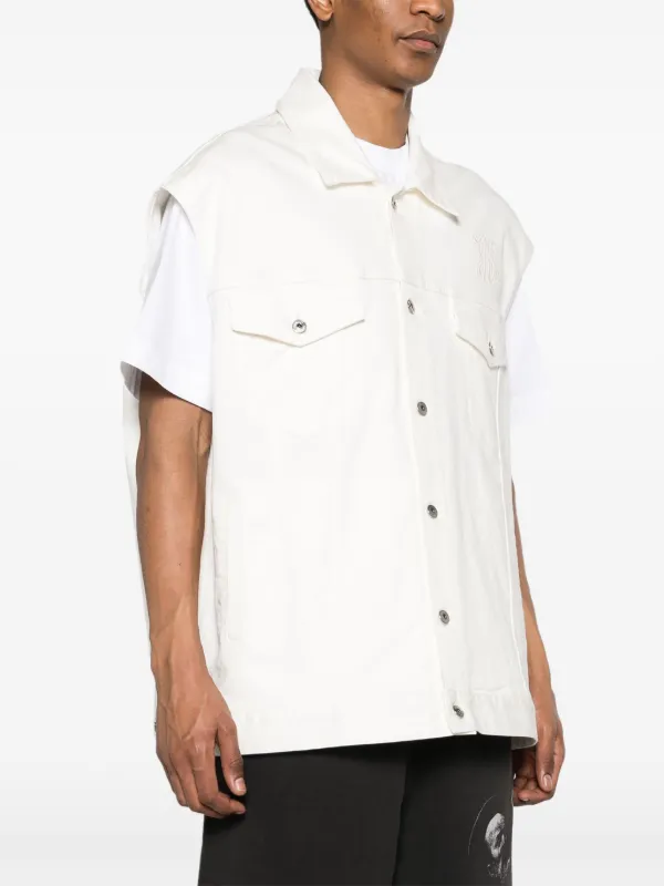 Off-White ロゴ デニムベスト | ホワイト | FARFETCH JP