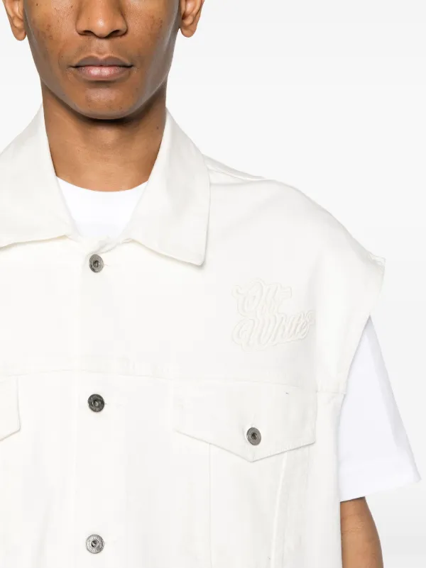 Off-White ロゴ デニムベスト | ホワイト | FARFETCH JP