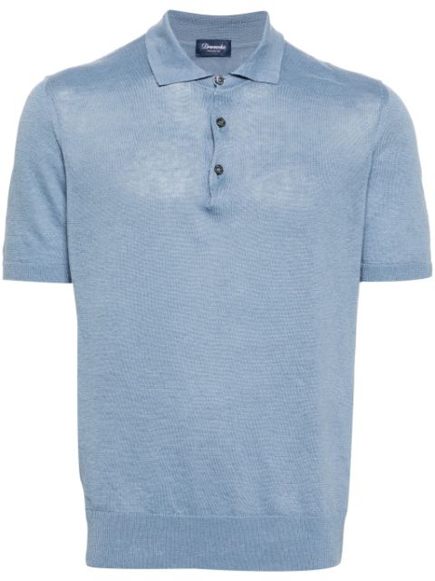 Drumohr fine-knit linen-blend polo shirt