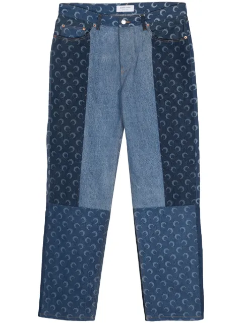 Marine Serre Moonogram-pattern straight-leg jeans