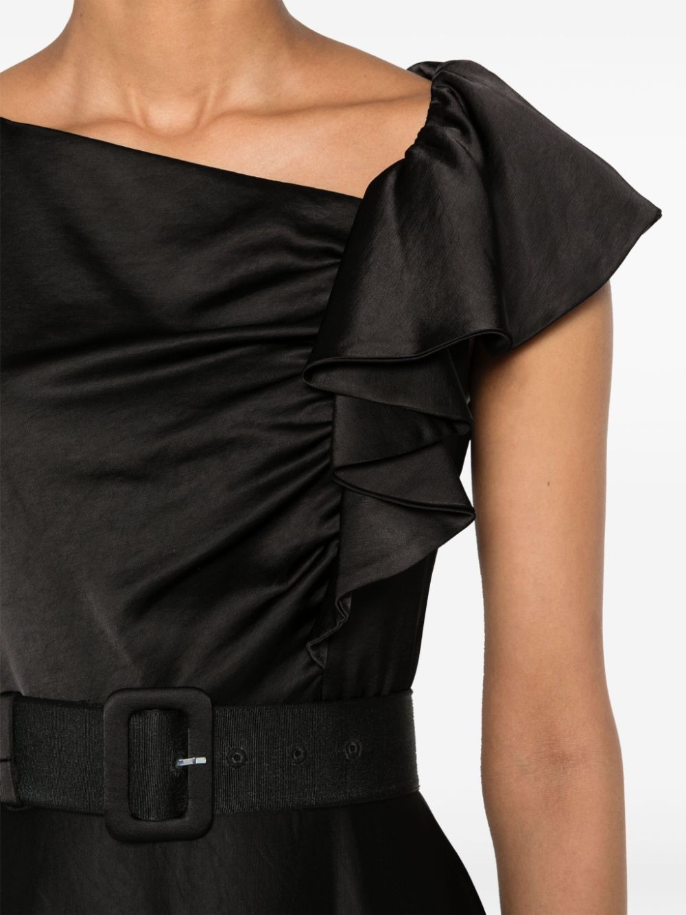 Shop Nissa Belted Midi Dress In Black