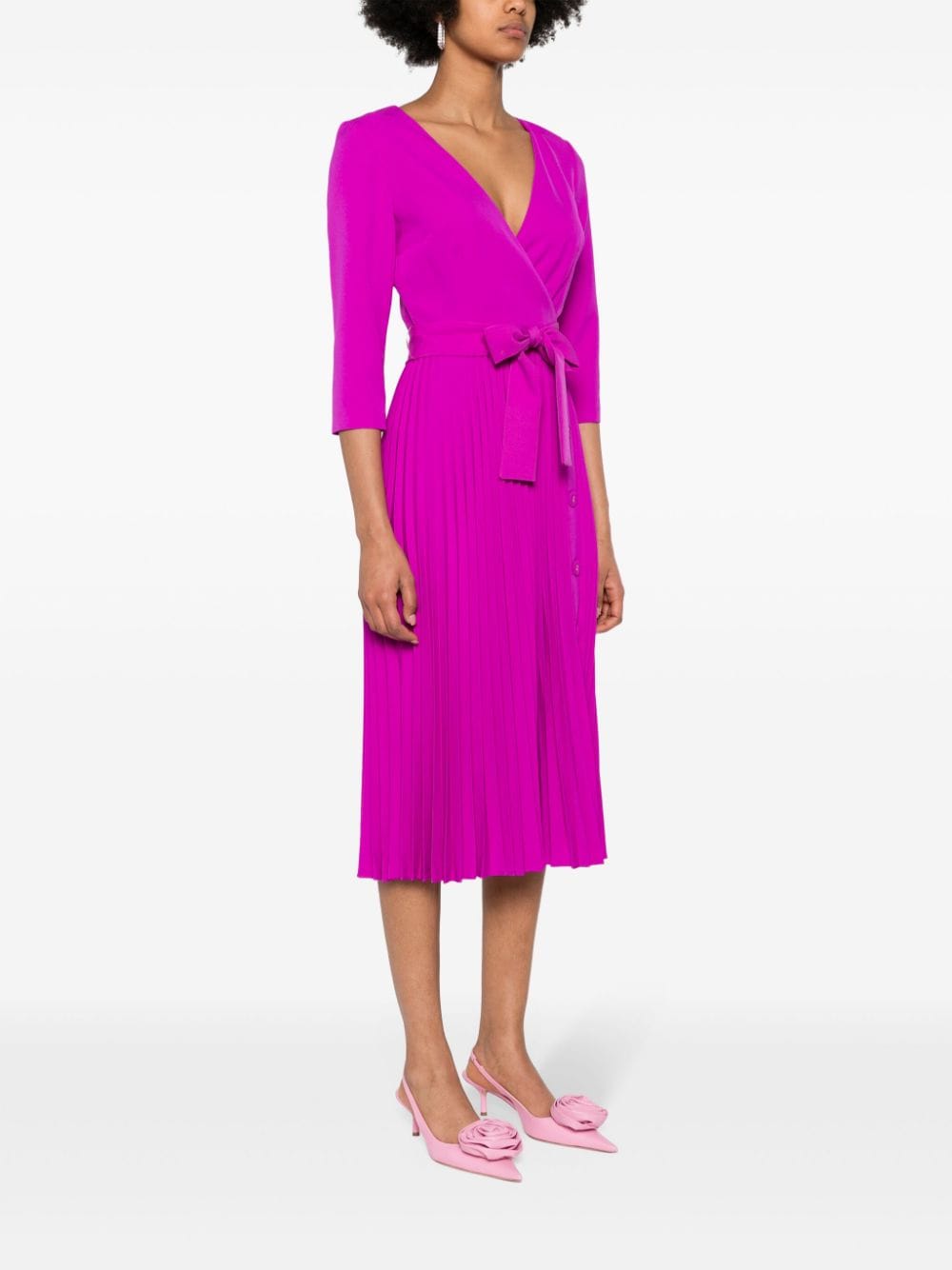 Shop Nissa Belted Midi Dress In Purple