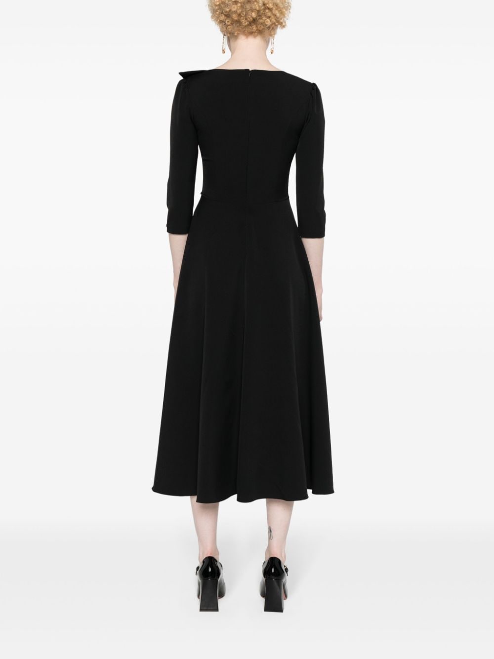 Shop Nissa Bow-detail Midi Dress In Black
